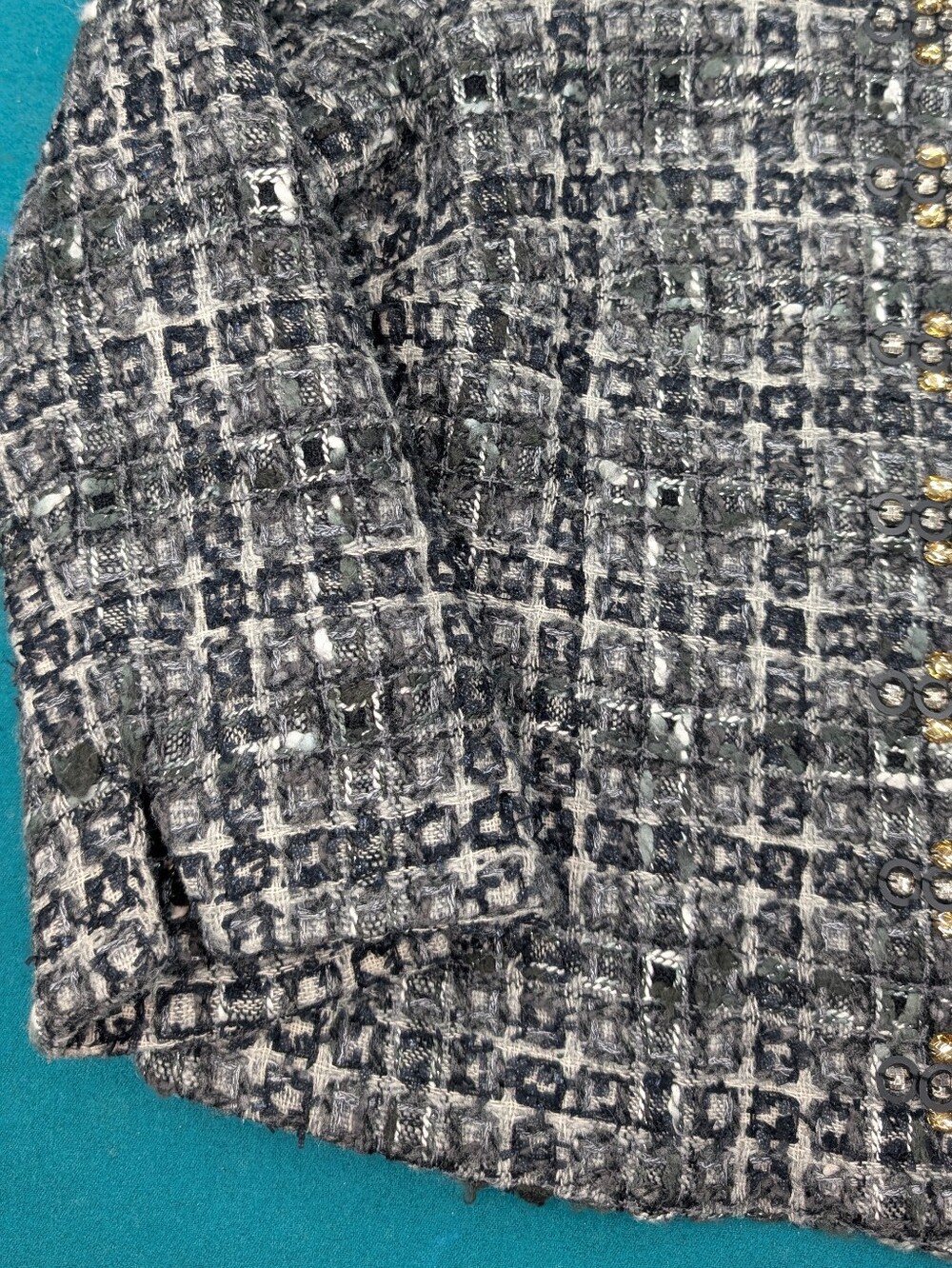 Boden Limited Edition Gray Wool Tweed Embellished Crystal Lady Jacket Size 14 - Picture 11 of 11